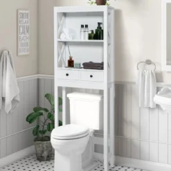 Toilettenschrank Badezimmerregal Badregal freistehend & verstellbar 60 x 20 x 165,5 cm Weiß