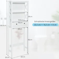 Toilettenschrank Badezimmerregal Badregal freistehend & verstellbar 60 x 20 x 165,5 cm Weiß