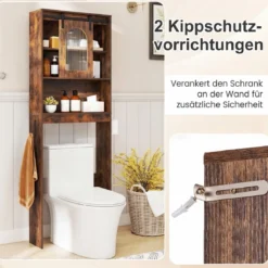 Toilettenschrank Badezimmer-Organizer im Bauernhausstil mit Schiebetür im Scheunentor-Design Braun