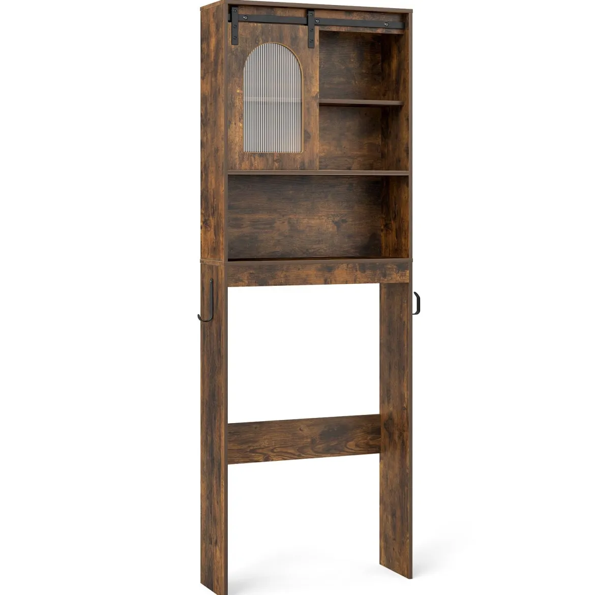 Toilettenschrank Badezimmer-Organizer im Bauernhausstil mit Schiebetür im Scheunentor-Design Braun