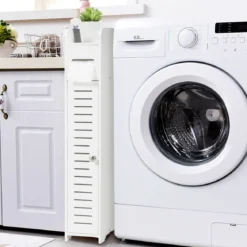 Toilettenschrank freistehend Toilettenpapierhalter Badezimmer Schrank Weiß