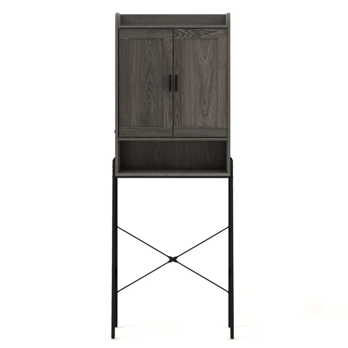 Toilettenschrank mit Doppeltüren & Verstellbaren Regalen Badezimmerschrank Toilettenregal Grau