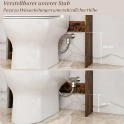 Toilettenschrank mit 2-Türschrank & 6 Offenen Fächern & Taschentuchbox Überbauschrank Braun