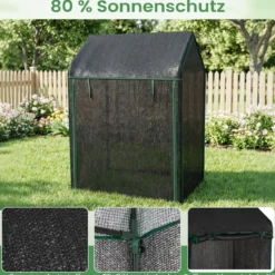 Tomatengewächshaus klein 129 x 80 x 173 cm Tragbarer Foliengewächshaus mit Schwarzem Sonnenschutznetz