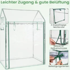 Tomatengewächshaus klein 129 x 80 x 173 cm Tragbarer Foliengewächshaus mit Schwarzem Sonnenschutznetz