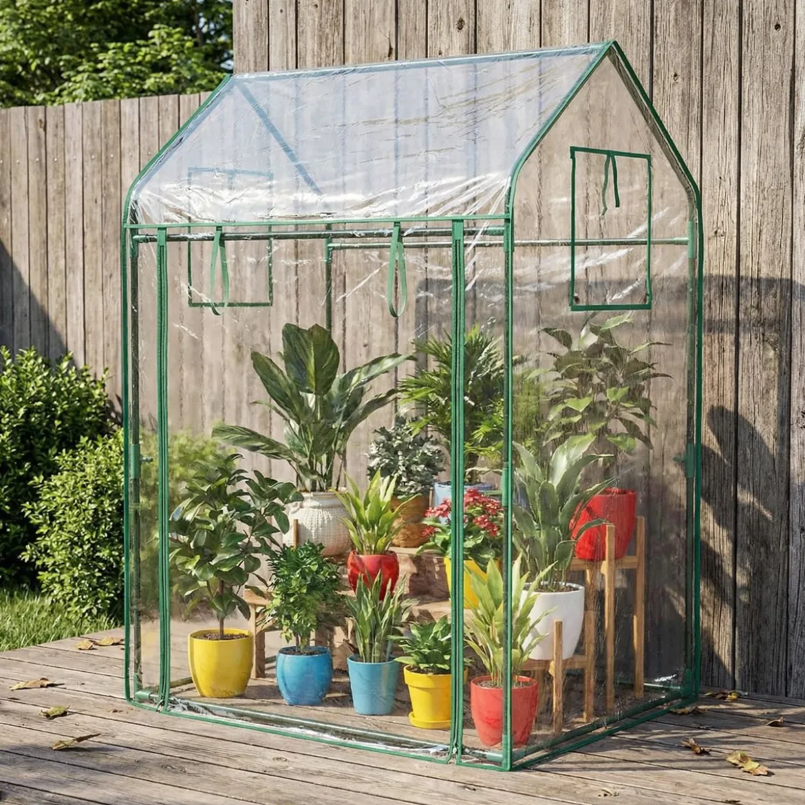 Tomatengewächshaus klein 129 x 80 x 173 cm Tragbarer Foliengewächshaus mit Schwarzem Sonnenschutznetz