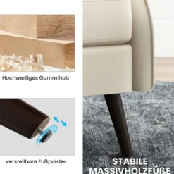 Traditioneller Ohrensessel aus Stoff mit Hoher Rückenlehne & Elastischen Taschenfedern Weiß