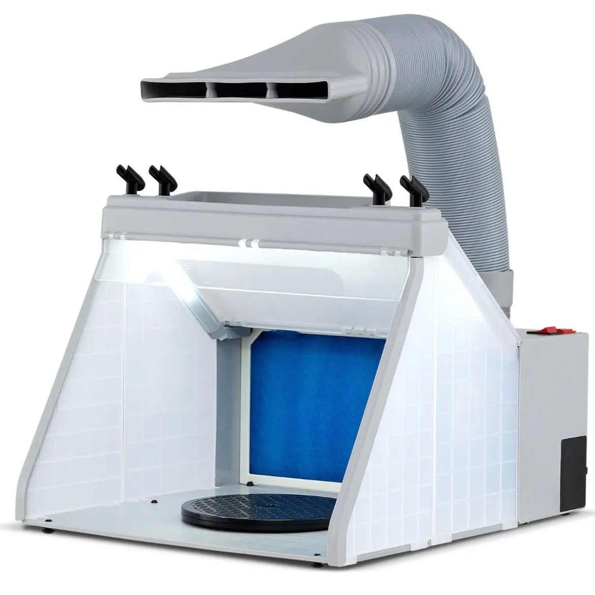 Tragbare Airbrush Absauganlage mit 3 LED-Lichtern & 19 cm Drehteller Beleuchteter Malstation