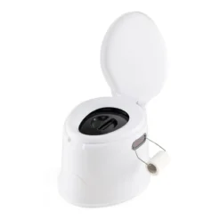 Tragbare Campingtoilette mit Abnehmbarem Eimereinsatz Reisetoilette bis 200 kg Belastbar Weiß