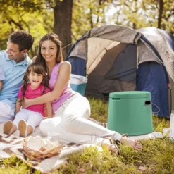 Tragbare Campingtoilette mit Abnehmbarem Eimereinsatz Reisetoilette bis 200 kg Belastbar Grün