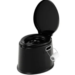 Tragbare Campingtoilette mit Abnehmbarem Eimereinsatz Reisetoilette bis 200 kg Belastbar Schwarz