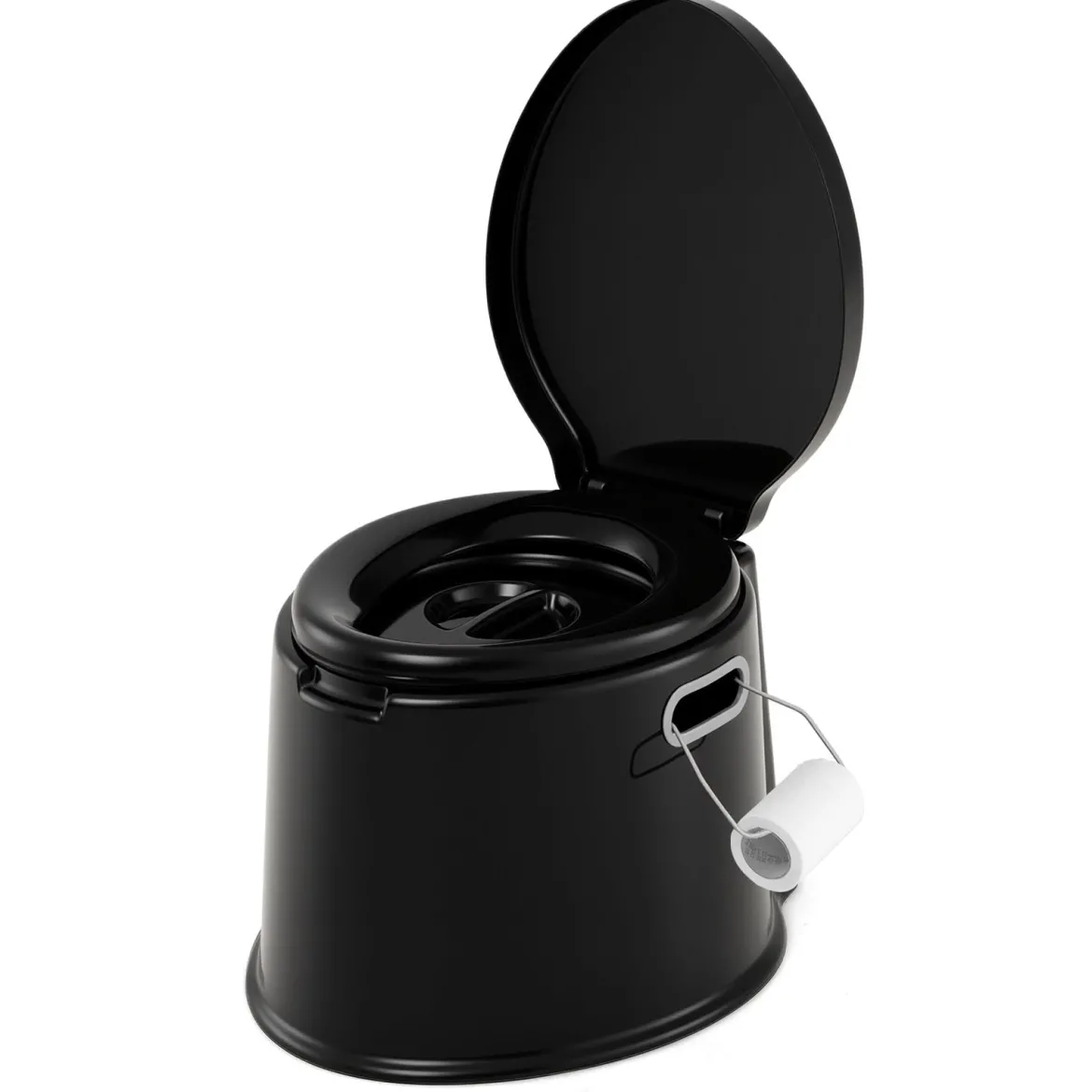 Tragbare Campingtoilette mit Abnehmbarem Eimereinsatz Reisetoilette bis 200 kg Belastbar Schwarz