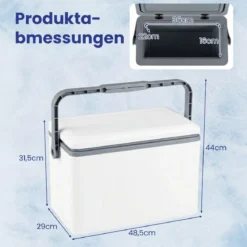 Tragbare Hartschalen-Kühlbox 12 L isolierte Kühlbox mit Komfortgriff auslaufsichere Kühltruhe Weiß