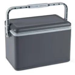 Tragbare Hartschalen-Kühlbox 12 L isolierte Kühlbox mit Komfortgriff auslaufsichere Kühltruhe Dunkelgrau