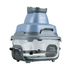 Tragbare 6-in-1 Heißluftfritteuse Heißluftfrittieren und Backen 4 L & 1,7 L Glasbehälter 1500 W Blau/Schwarz