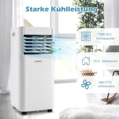 Tragbare Klimaanlage 4 in 1 Luftkühler mit Weißer LED-Anzeige 7000 BTU