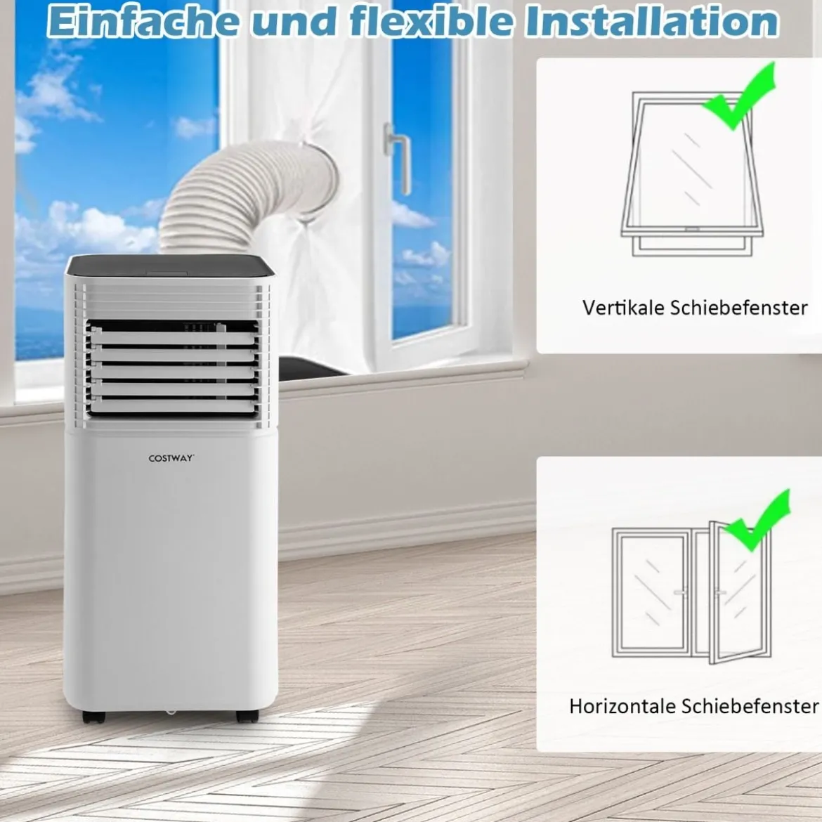 Tragbare Klimaanlage 4 in 1 Luftkühler mit Weißer LED-Anzeige 7000 BTU