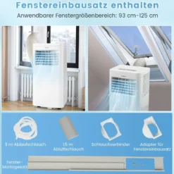 Tragbare Klimaanlage mit 2,5 KW Leistung 4-in-1-Raumkühler mit integriertem Luftentfeuchter