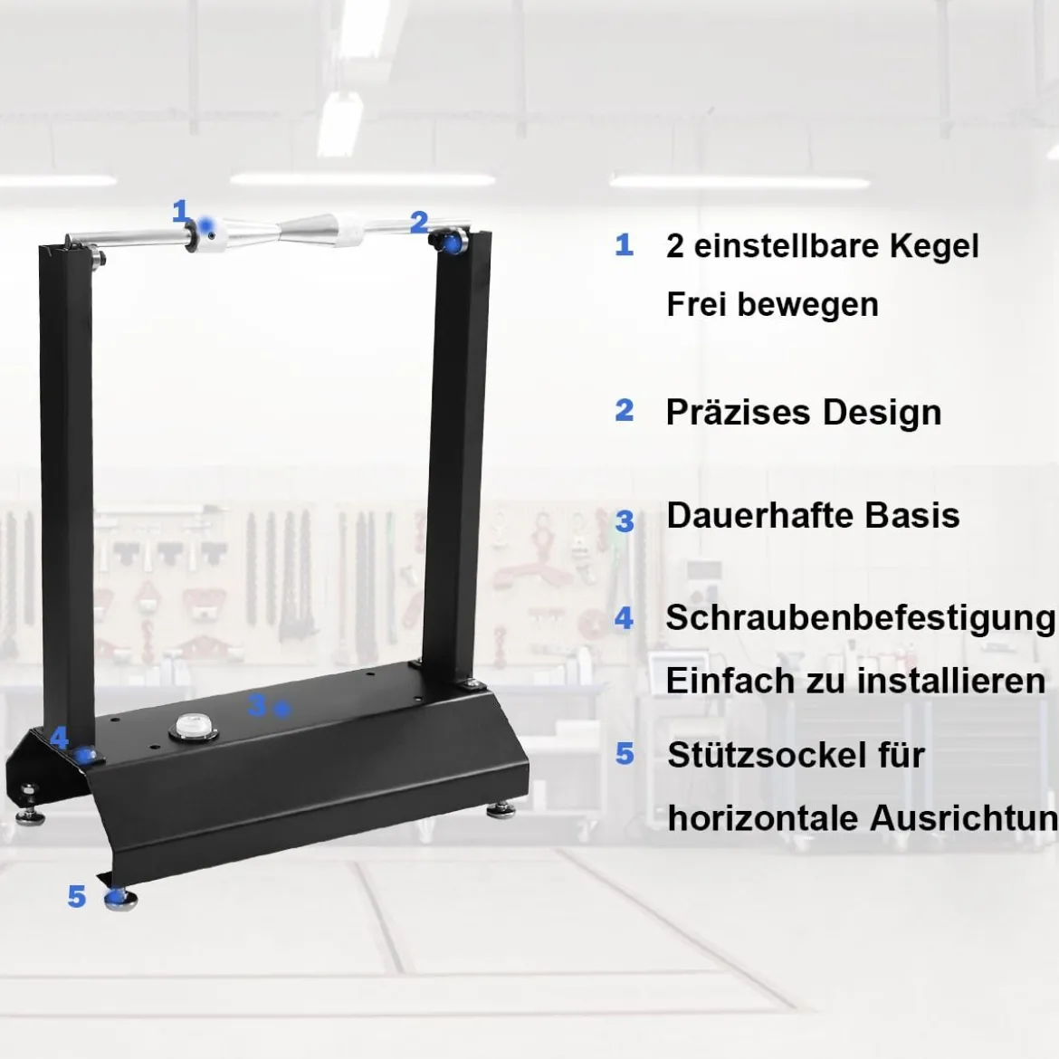 Tragbare Motorrad-Radauswuchtmaschine mit verstellbaren Kegeln 40,5 x 22 x 51 cm