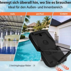Tragbarer Basketballkorb Höhenverstellbares Basketballtor-System von 1 bis 3 m mit schlagfestem Rückbrett Schwarz