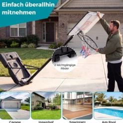 Tragbarer Basketballständer 125-305cm Höhenverstellbarer Basketballkorb mit 109cm Bruchsicherem Backboard