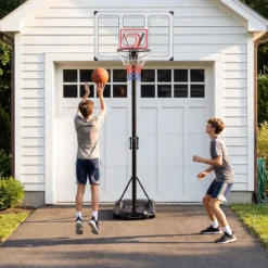 Tragbarer Basketballständer 125-305cm Höhenverstellbarer Basketballkorb mit 109cm Bruchsicherem Backboard