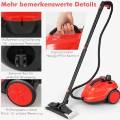 Tragbarer Dampfreiniger 2000W Hochdruck-Dampfreiniger mit 15-teiligem Zubehör vielseitiger Dampfmopp Rot
