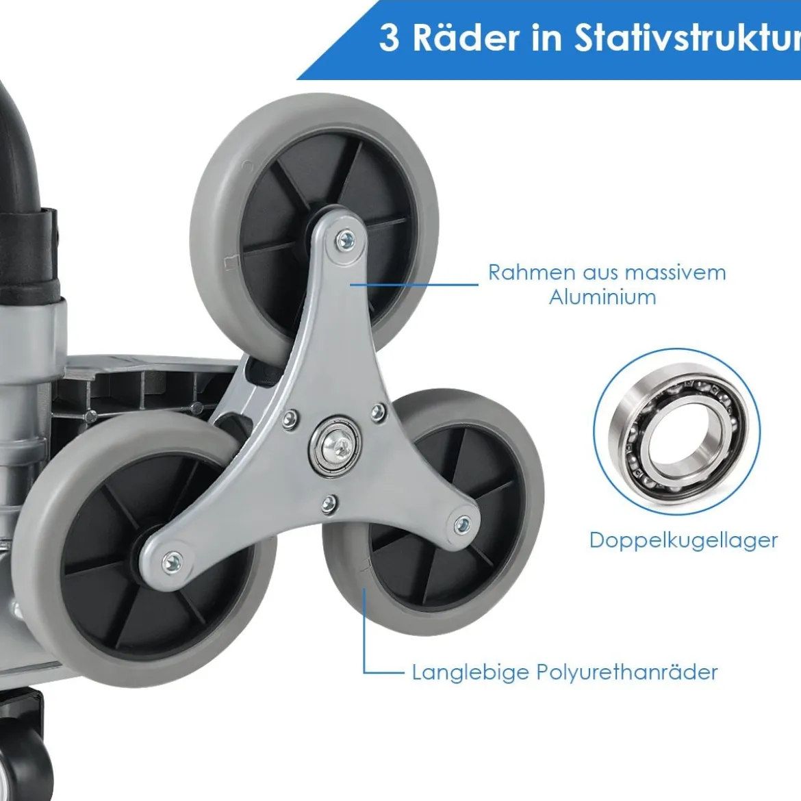 Tragbarer faltbarer Handwagen Handkarre Transportkarre Sackkarre Schwarz + Silber