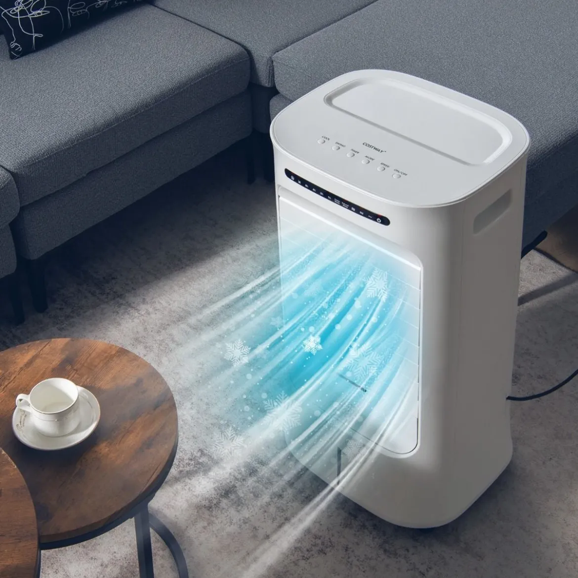 Tragbarer 3 in 1 Verdunstungsluftkühler mit Ventilator & Luftbefeuchter Weiß