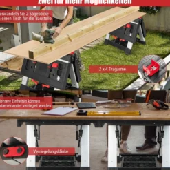 Tragbarer klappbarer Arbeitstisch mit einstellbarer Höhe funktionalen Klemmsystem