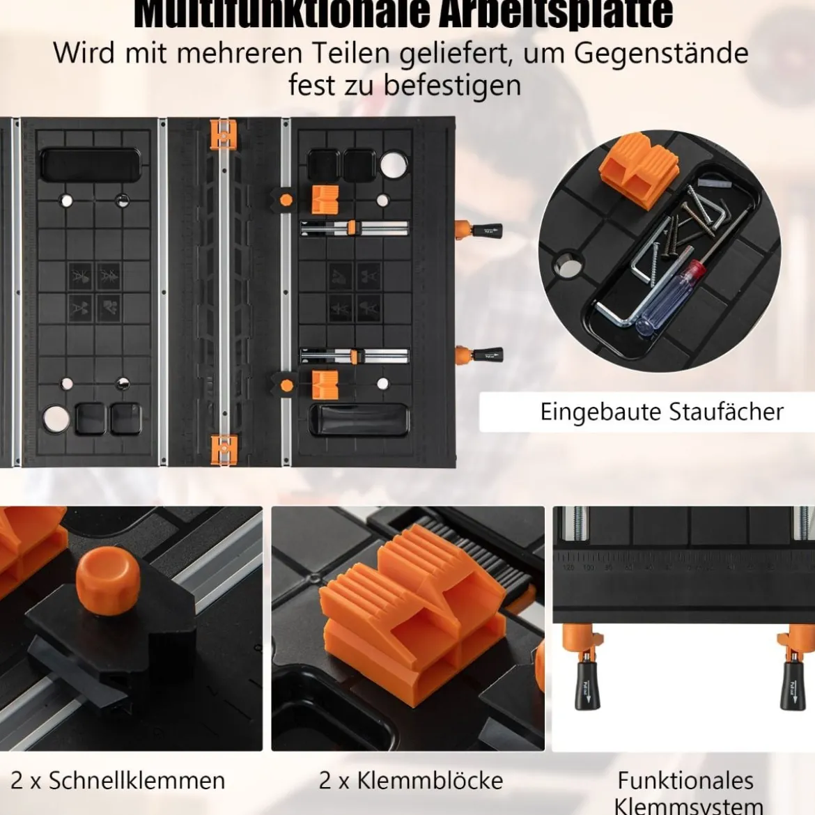 Tragbarer klappbarer Arbeitstisch Sägebock bis 454kg Werktisch bis 200kg für Werkstatt Garage Heim- und Handwerker