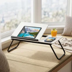 Tragbarer Laptoptisch Klappbarer Computerständer für Sofa & Bett Multifunktionaler Laptoptisch Weiß