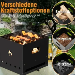 Tragbarer Mehrzweck 4-in-1-Pizzaofen mit Abdeckung & 2 Schicht Schwarz