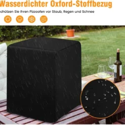 Tragbarer Mehrzweck 4-in-1-Pizzaofen mit Abdeckung & 2 Schicht Schwarz