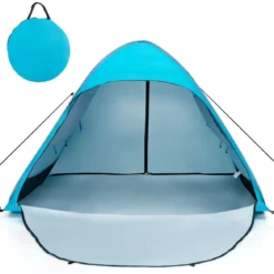 Tragbarer Pop up Strandzelt mit Tragetasche UPF50+ Sonnenschutz für 2-4 Personen Blau