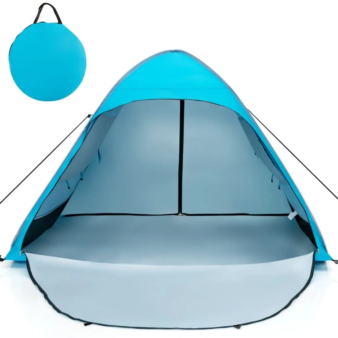Tragbarer Pop up Strandzelt mit Tragetasche UPF50+ Sonnenschutz für 2-4 Personen Blau