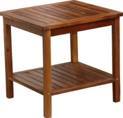 Tragbarer Rechteckiger Beistelltisch mit Lamellen-Tischplatte Holzbeistelltisch 45 x 45 x 45 cm