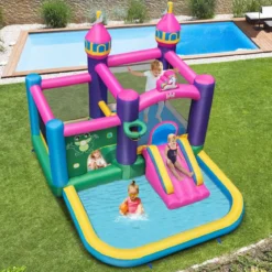 Tragbarer Rutschen-Hüpfburg Wasserrutsche mit 680W Gebläse 327 x 392 x 270 cm Bunt
