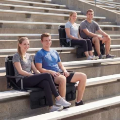 Tragbarer Stadionsitz mit Rückenlehne Klappbarer Tribünenstuhl mit Schultergurt Schwarz