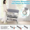 Tragbarer Wickeltisch mit Rollen Faltbare Wickelkommode mit Höhenverstellbarer Wickelauflage Grau