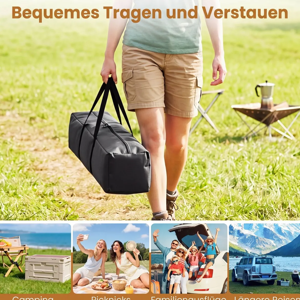 Tragbares Campingzelt für 6 Personen mit Sonnenschutz Wasserfestes Pop-up Zelt mit Tragetasche Grau
