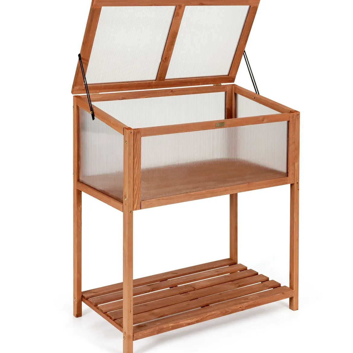 Tragbares Gewächshaus hölzernes Gewächshaus Frühbeet mit Ablage 90 x 49 x 104,5 cm Natur