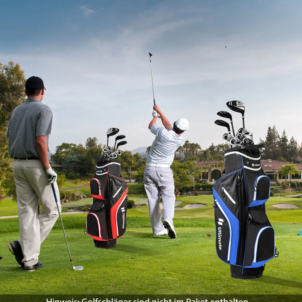 Tragbares Golf Cart Bag mit 14 er Unterteilung & Regenhaube Golfbag Leichte Golftasche Blau