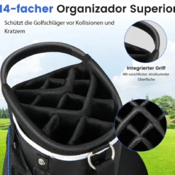 Tragbares Golf Cart Bag mit 14 er Unterteilung & Regenhaube Golfbag Leichte Golftasche Blau