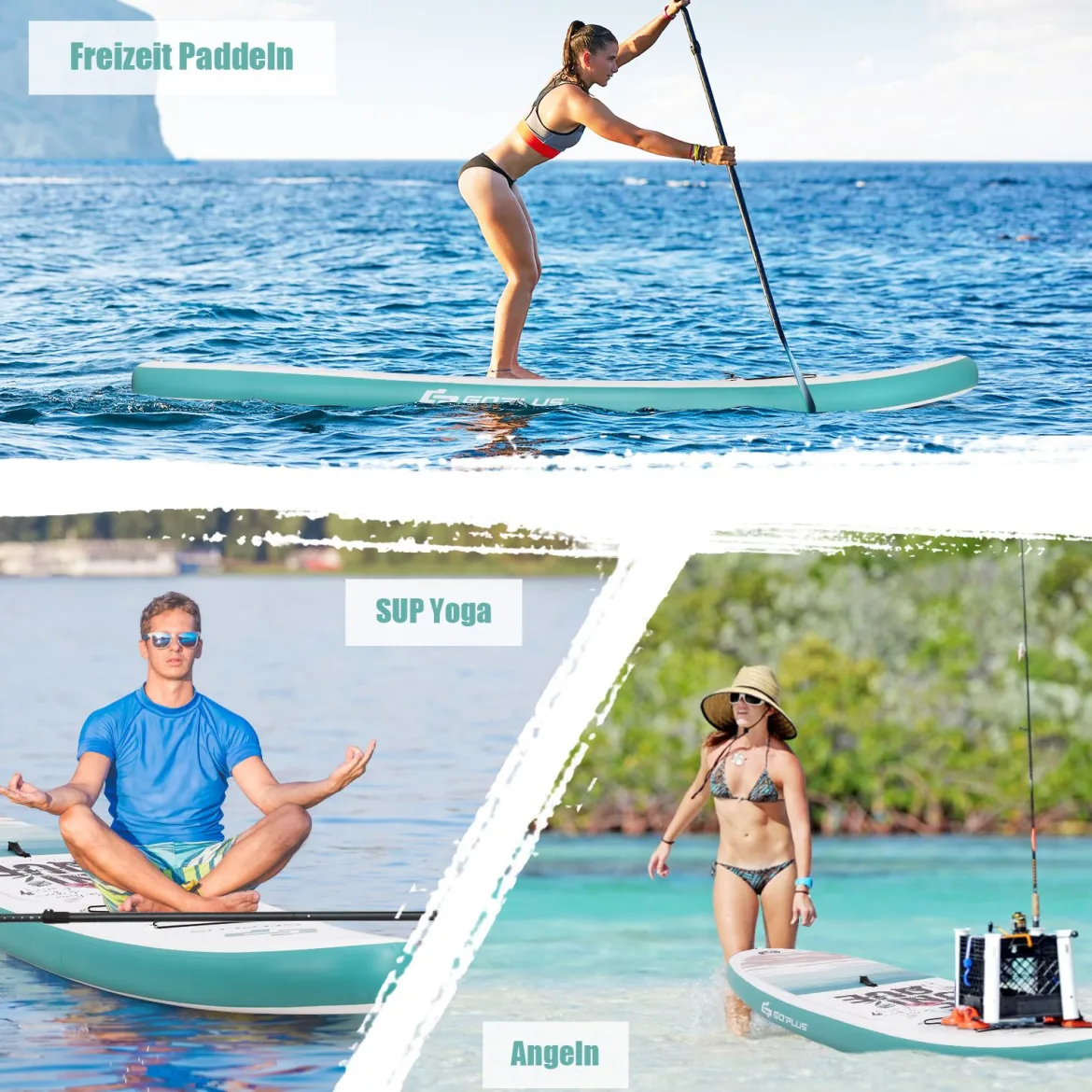 Tragbares Surfbrett Stand Up Surfbrett Aufblasbares Board 335 x 76 x 16 cm Blau