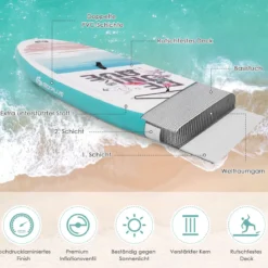Tragbares Surfbrett Stand Up Surfbrett Aufblasbares Board 335 x 76 x 16 cm Blau