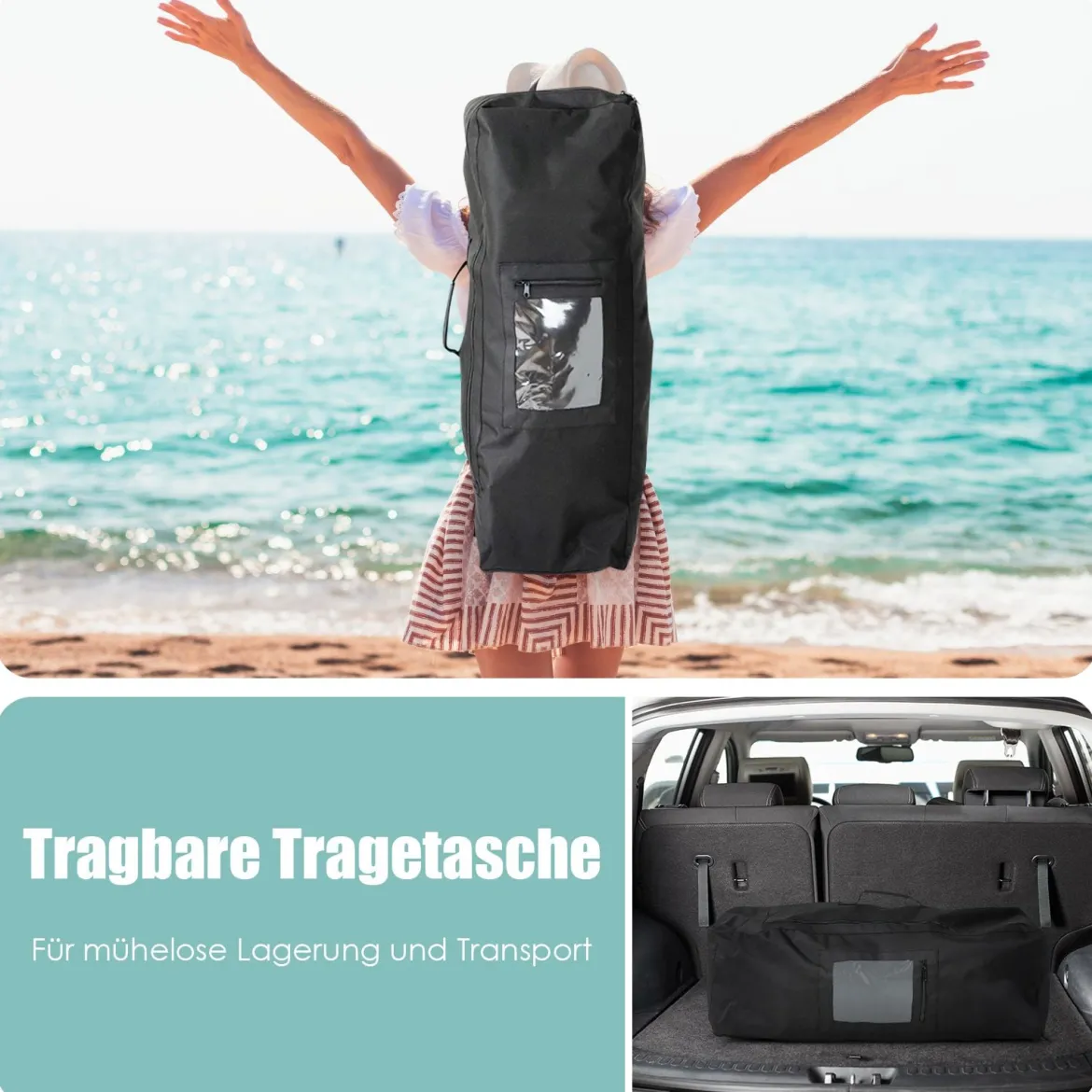 Tragbares Surfbrett Stand Up Surfbrett Aufblasbares Board 335 x 76 x 16 cm Blau