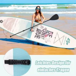 Tragbares Surfbrett Stand Up Surfbrett Aufblasbares Board 335 x 76 x 16 cm Blau
