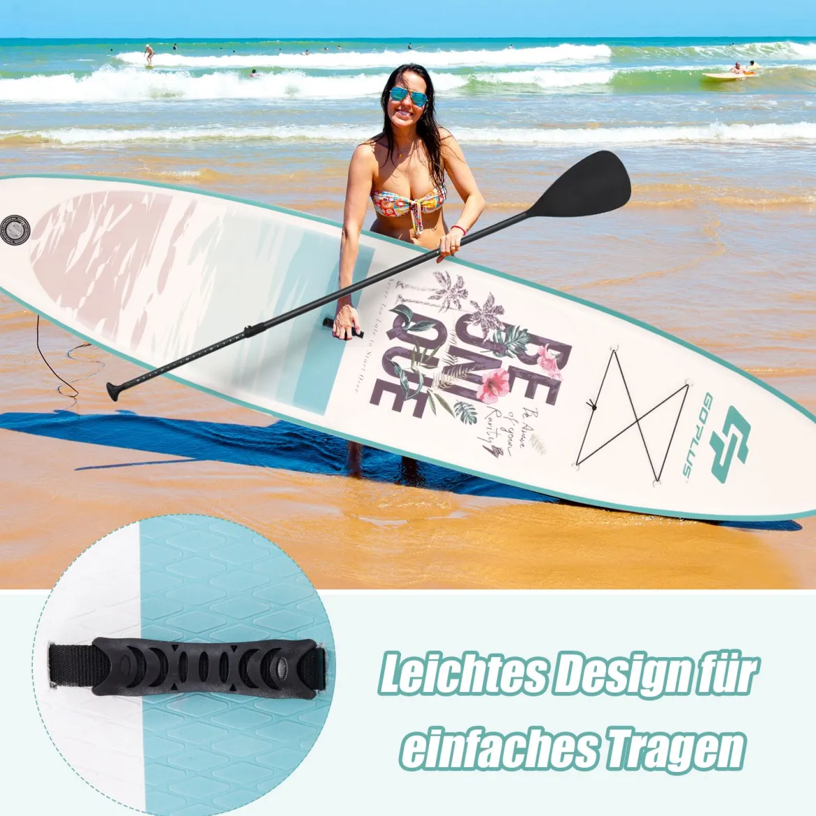 Tragbares Surfbrett Stand Up Surfbrett Aufblasbares Board 335 x 76 x 16 cm Blau