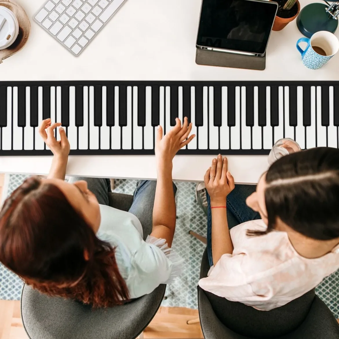 Tragbares 88 Tasten Roll Up Piano mit 128 Rhythmen & MIDI-Bluetooth Silikon Schwarz